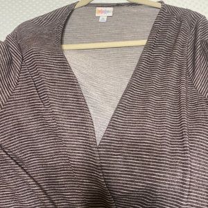 COPY - Lularoe brown and white striped Sarah sweater